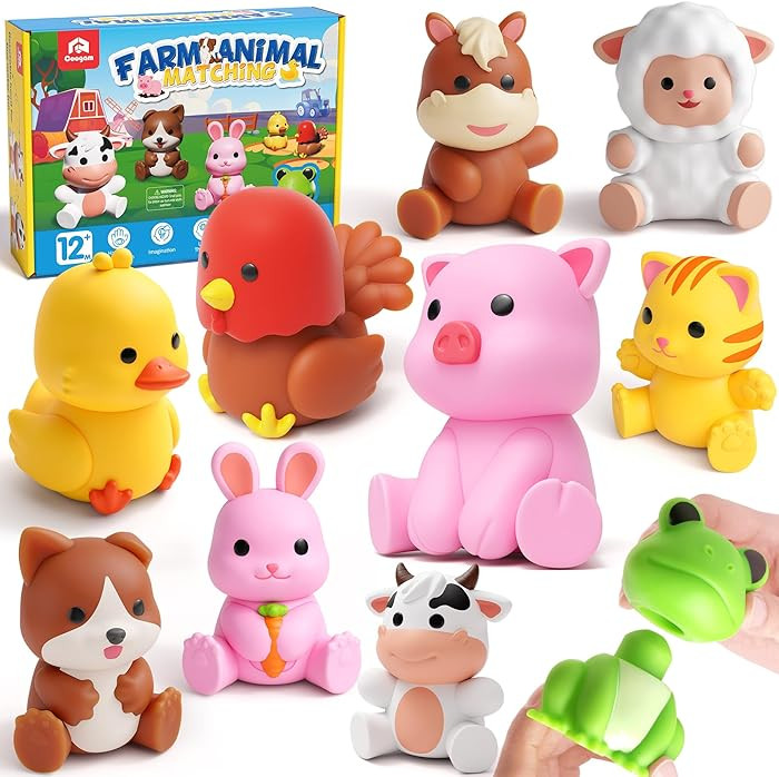 Coogam 10Pcs Farm Animal Matching Toys, Fine Motor Sorting Games for Kids Age 1-3, Montessori Lea... | Amazon (US)