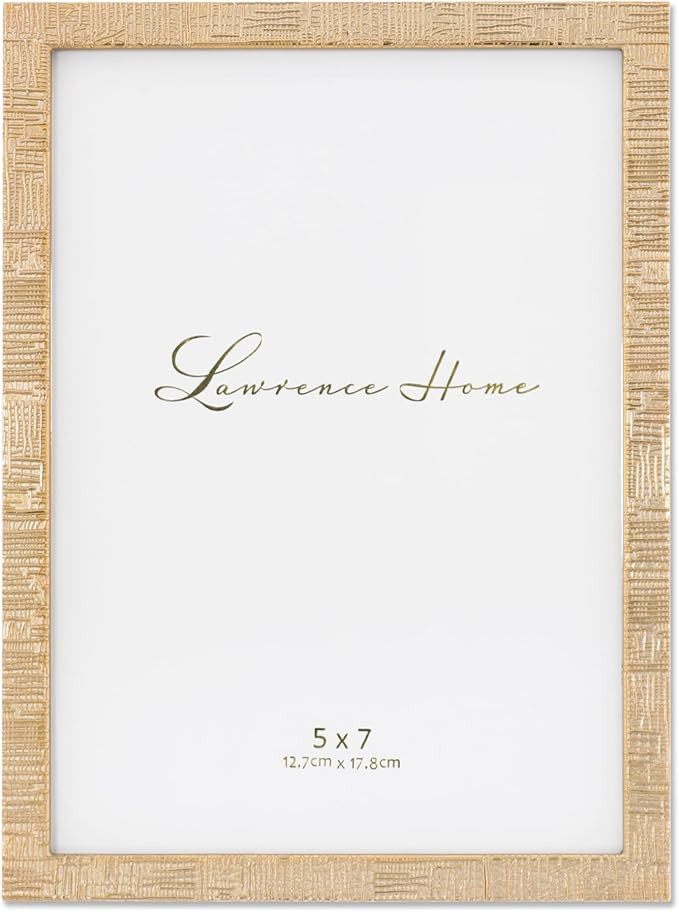 Lawrence Frames 5x7 Gold Metal Linen Pattern Picture Frame | Amazon (US)