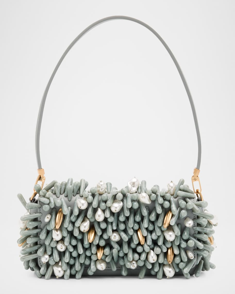 Cult Gaia Perla Beaded Leather Clutch Bag | Neiman Marcus