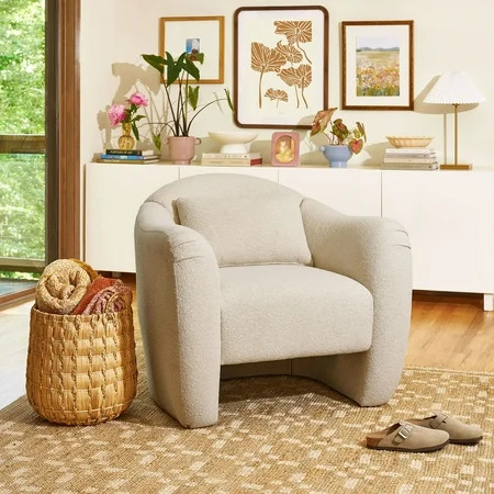 Beautiful Barrymore Teddy Accent Chair by Drew Barrymore, Cream Tweed | Walmart (US)