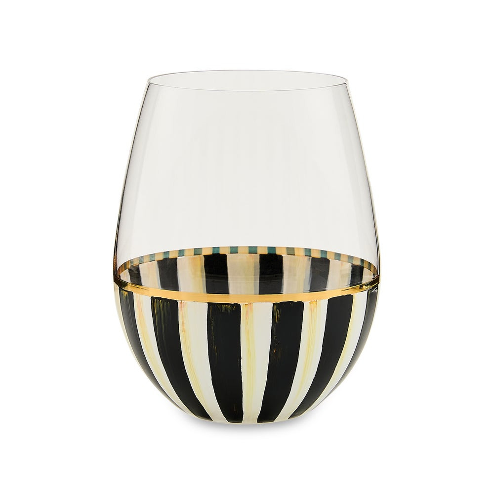 Courtly Stripe Stemless Wine Glass | MacKenzie-Childs