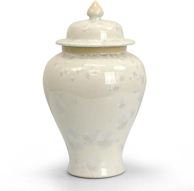 Mother of Pearl Crystal Shell vase, Classic Crystal Ginger jar Centerpiece Decor, Hand Thrown Tem... | Amazon (US)