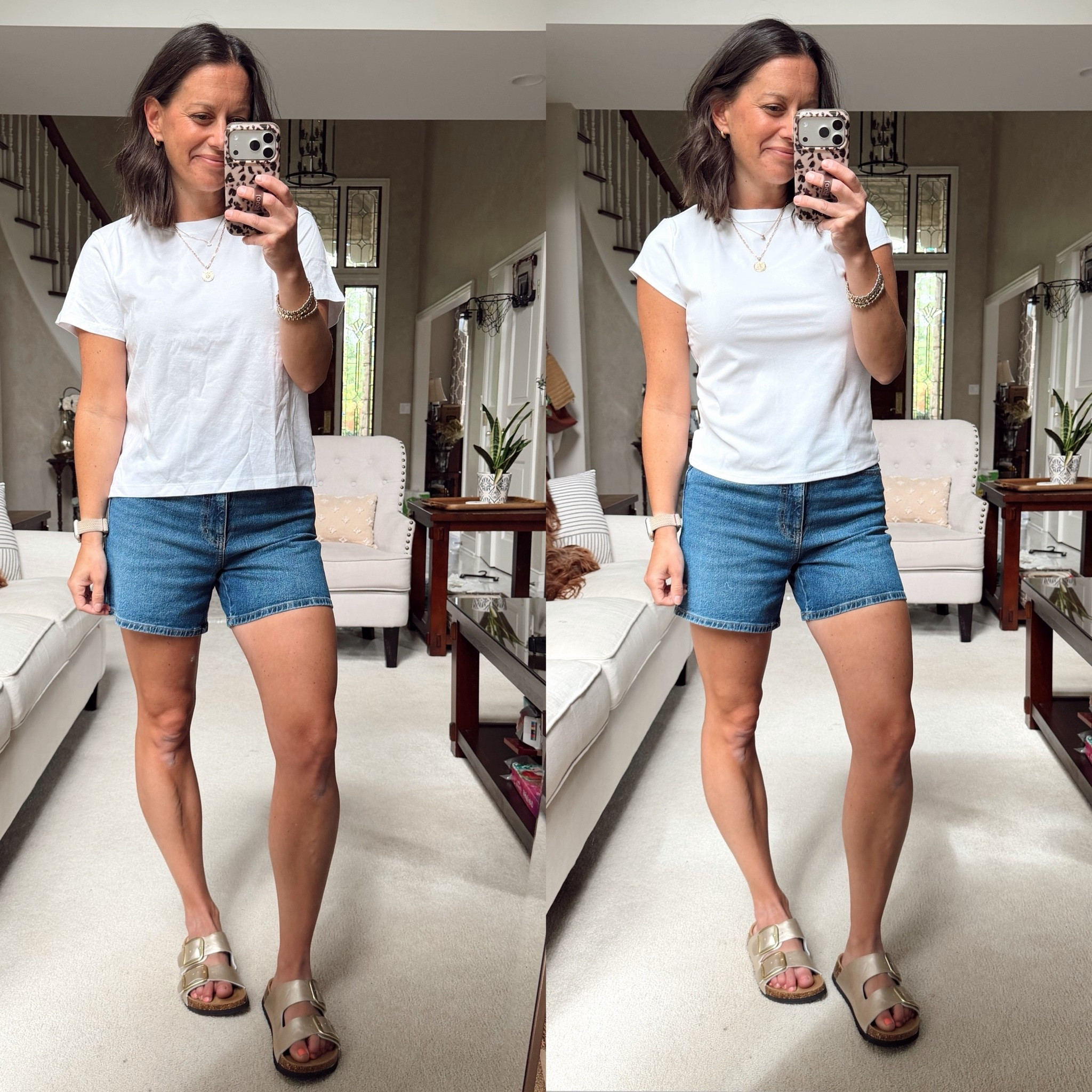 Walmart white tees!

Left is 100% organic cotton and runs true to size. I’m wearing the small.

Right is cotton/spandex blend and fits a tad smaller. Wearing a medium.

#LTKootd #LTKOver40