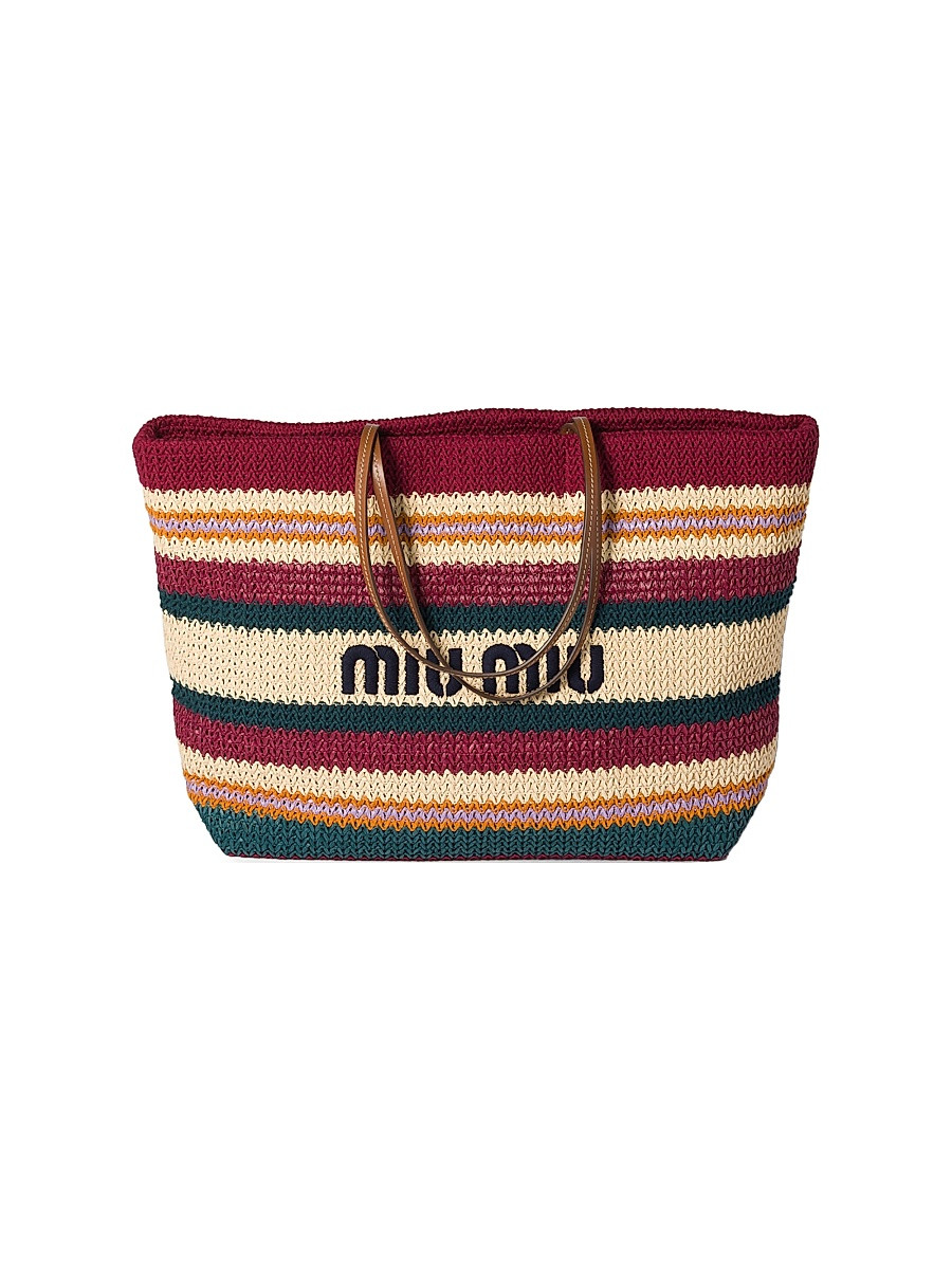Women's Raffia-Effect Woven Shoulder Bag - Dark Red | Saks Fifth Avenue