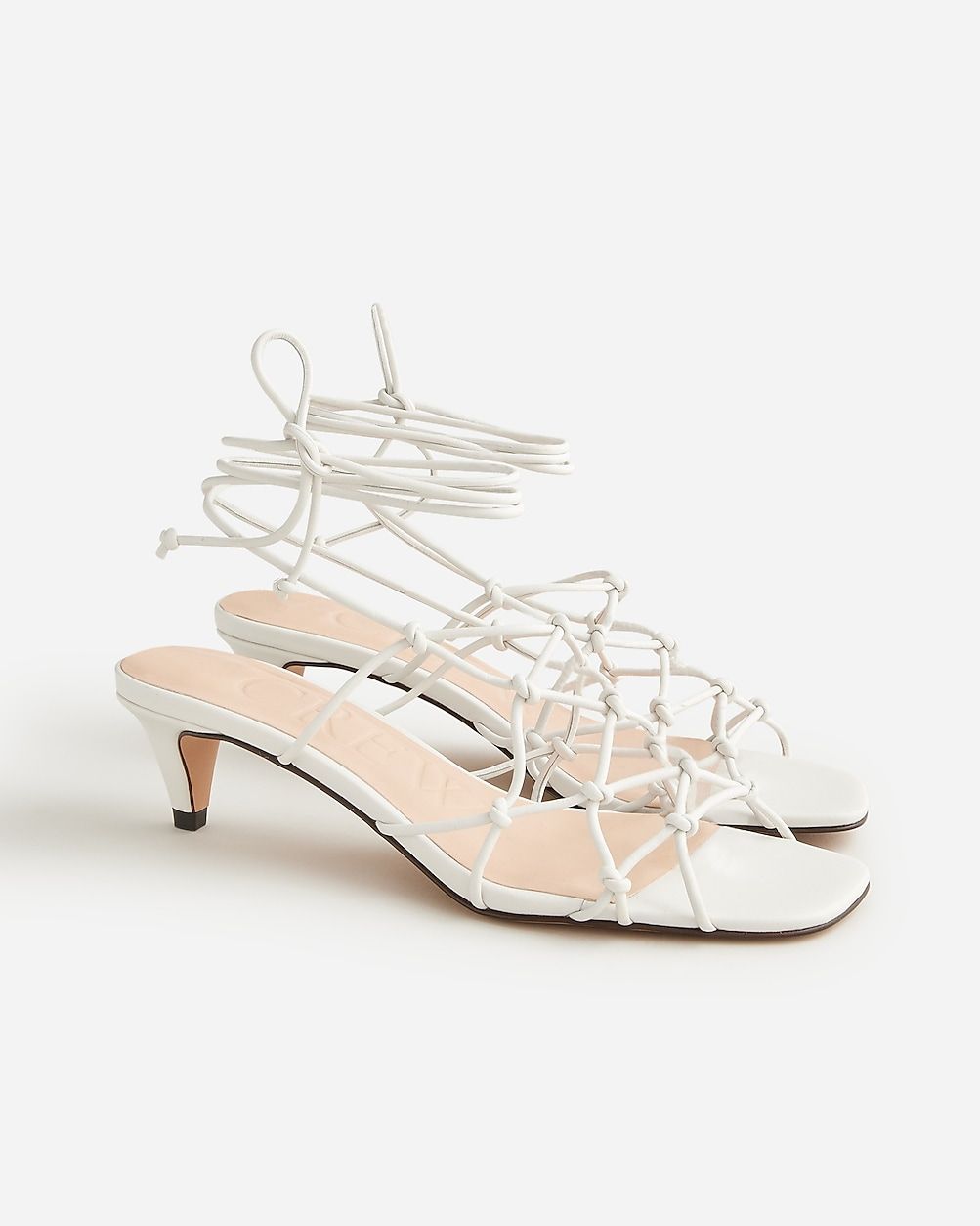 Zadie knotted lace-up kitten heels in leather | J. Crew US