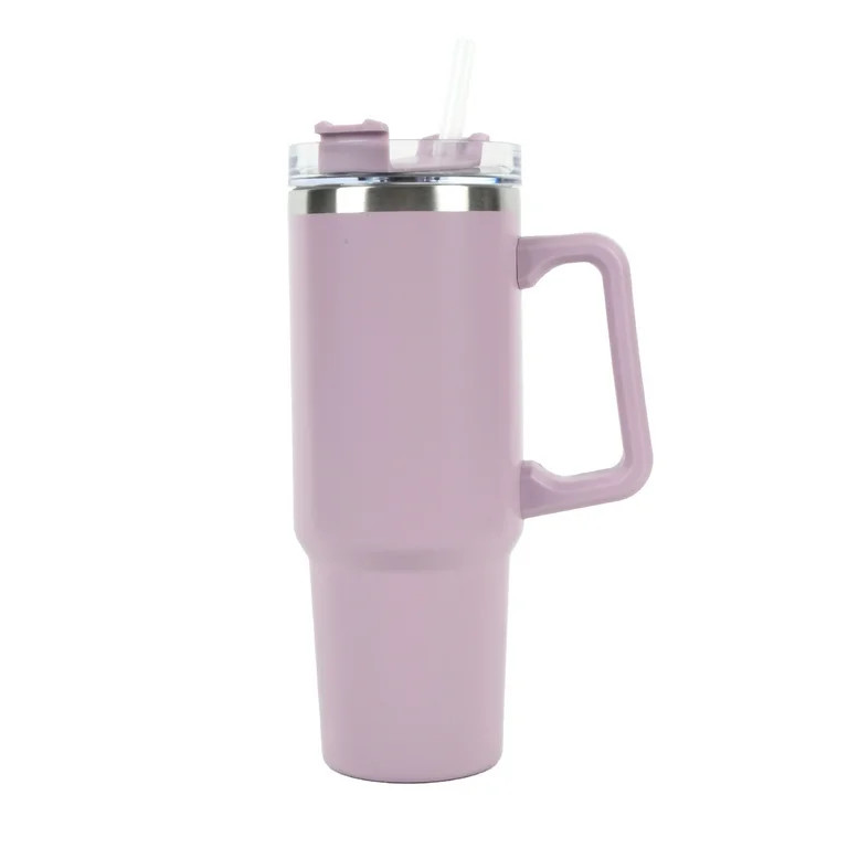 New View Gifts 30oz Tumbler Mug with Lid and Straw, Reusable Insulated Mug with Handle, Stainless... | Walmart (US)