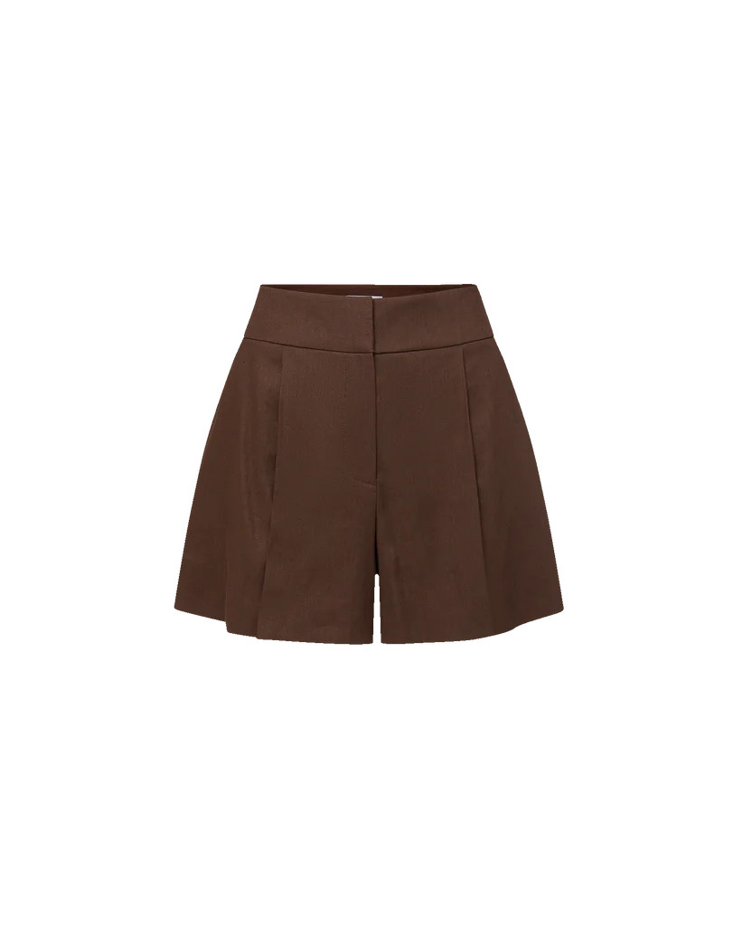Haina Pleated Short in Dark Mocha | Veronica Beard | Veronica Beard