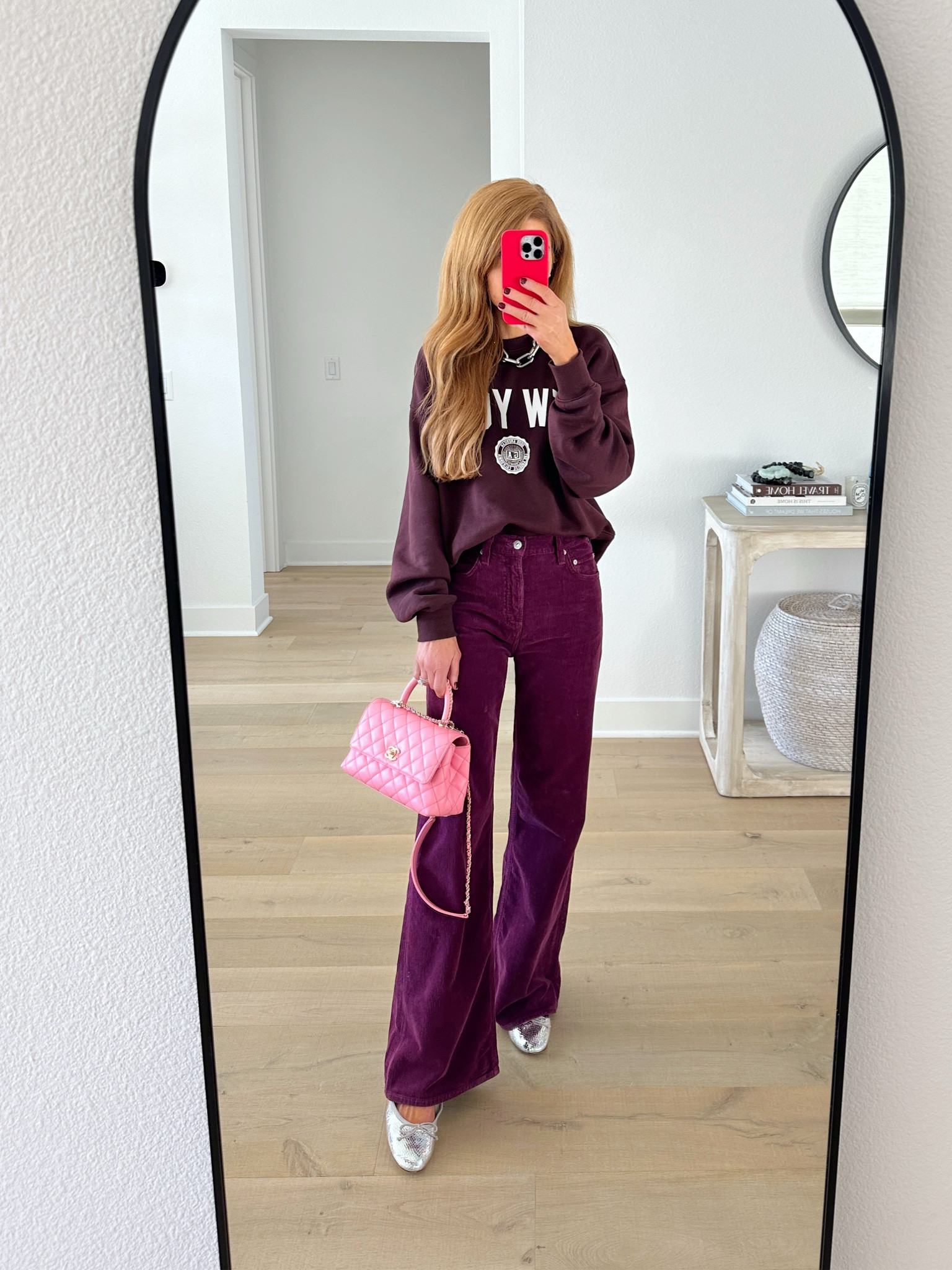Monochrome burgundy comfy outfit! Wearing xs in the sweatshirt regular size in the corduroys

#LTKshoecrush #LTKover40 #LTKHoliday