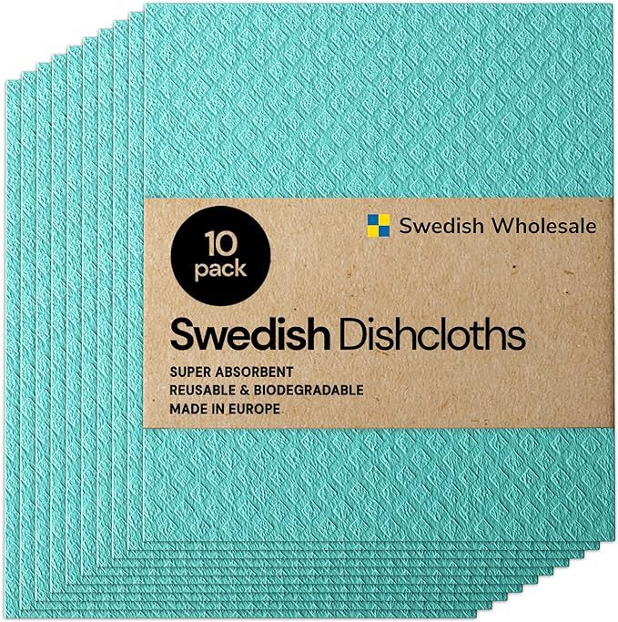 Swedish Wholesale Swedish Dish Cloths - 10 Pack Reusable, Absorbent Hand Towels for Kitchen, Coun... | Amazon (US)