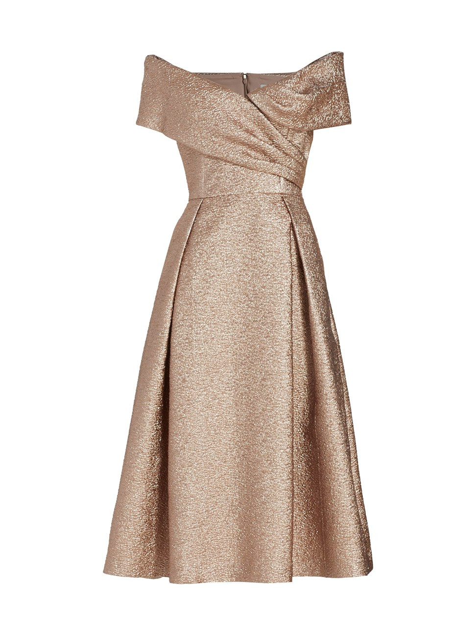 Women's Off-The-Shoulder Metallic Midi-Dress - Rose Gold - Size 10 | Saks Fifth Avenue
