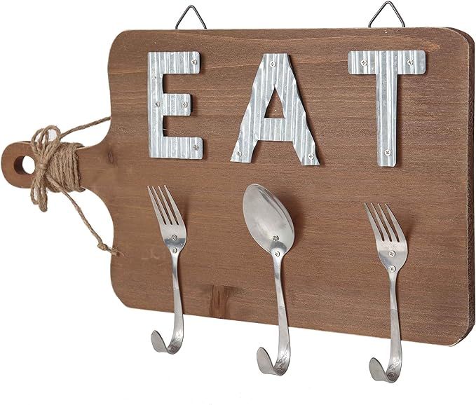 TERESA'S COLLECTIONS Eat Sign Wall Decor, Kitchen Sign with Hooks, Decorative Hanging Metal Lette... | Amazon (US)