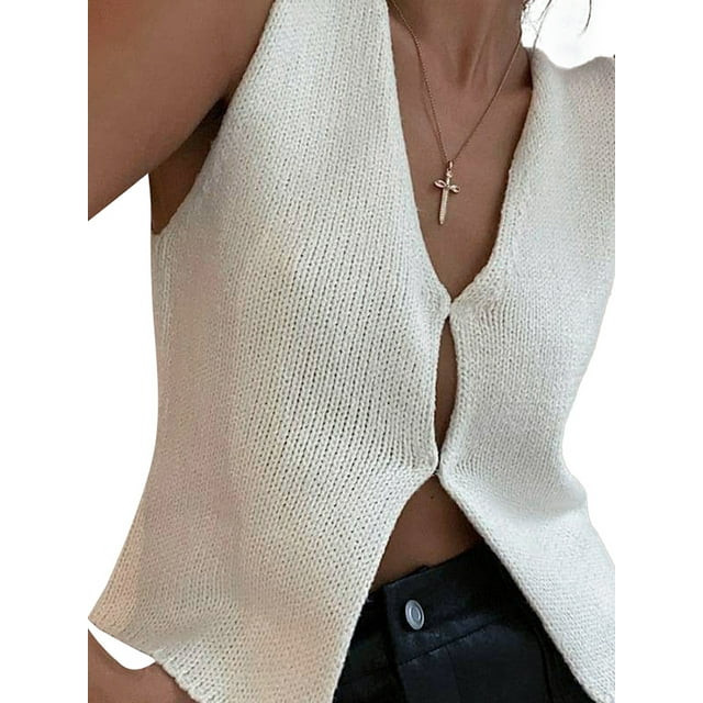 Women Sexy Vest Slim Fit Button Halter V-Neck Tuxedo Suit Waistcoats Versatile Racerback Vintage ... | Walmart (US)