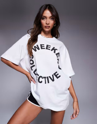 Weekend Collective Icon oversized t-shirt with circle logo graphic in white | ASOS | ASOS (Global)