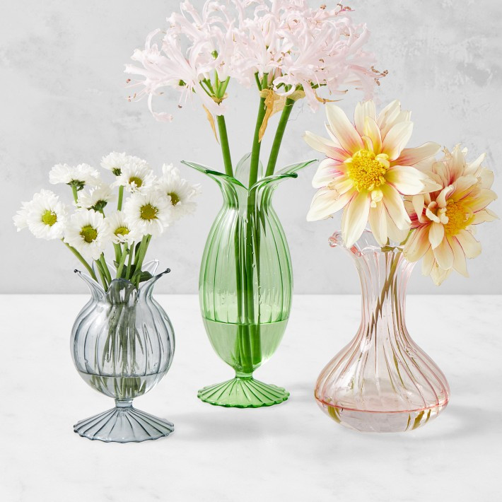 Pastel Floral Glass Bud Vases, Set of 3 | Williams-Sonoma