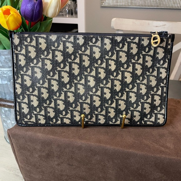 Dior Black and Cream Monogram Clutch | Poshmark