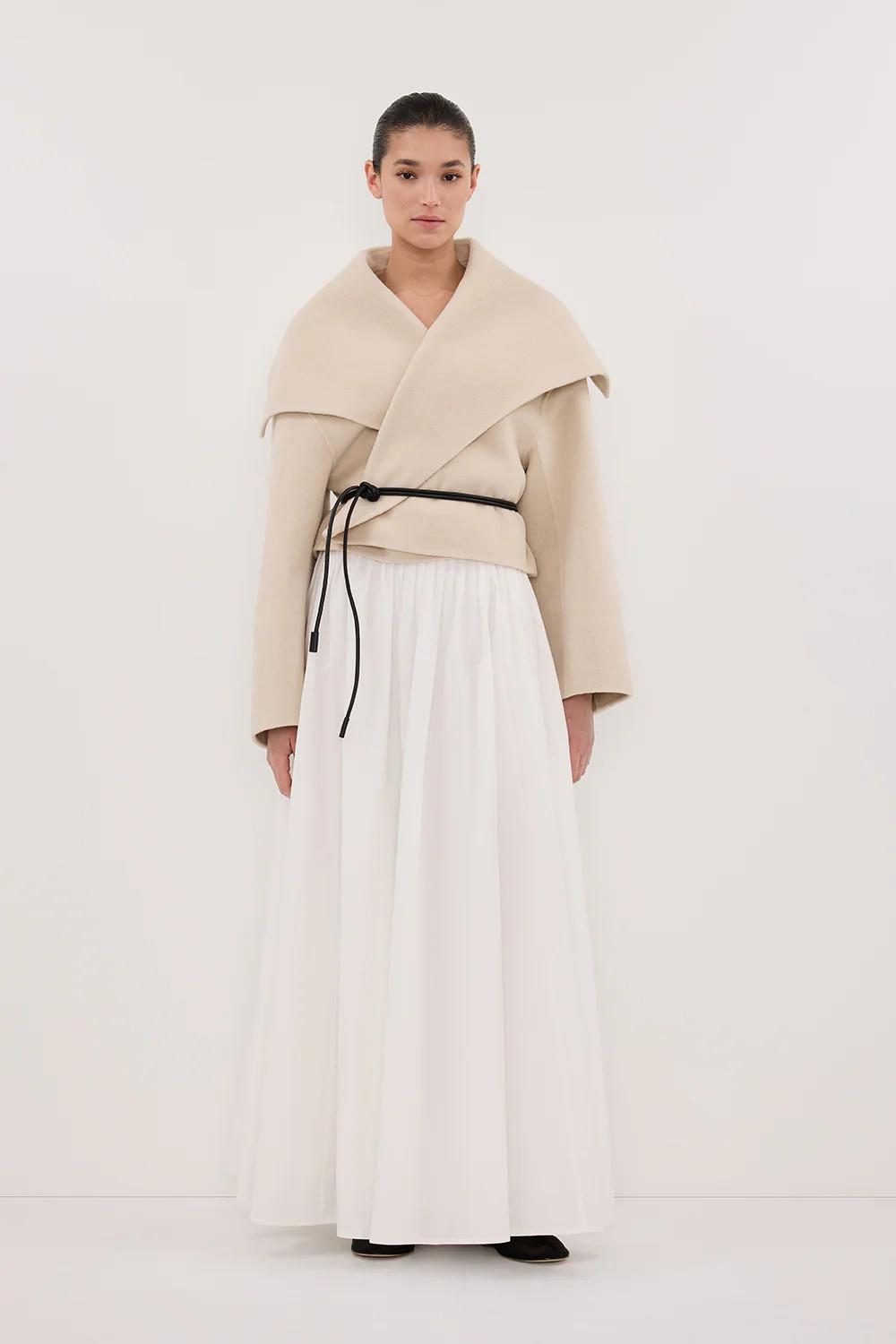 LUCIA BONE CROPPED WOOL BLEND TRENCH COAT | DISSH