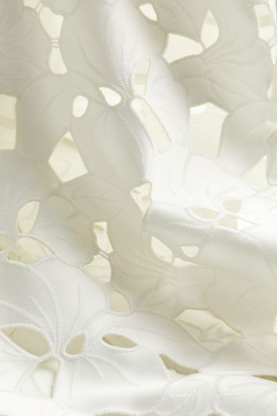 Satin Skirt with Eyelet Embroidery - White - Ladies | H&M US | H&M (US + CA)