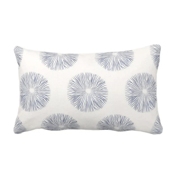 OUTDOOR Sea Urchin Print Throw Pillow or Cover, Navy/White 14 x 20" Lumbar Pillows/Covers, Dark B... | Etsy (US)