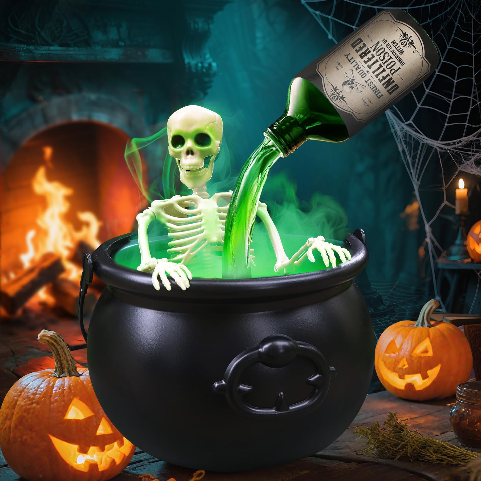 Halloween Decorations - Cauldron Halloween Decor with Magic Floating Potion Bottles Fog Diffuser ... | Amazon (US)