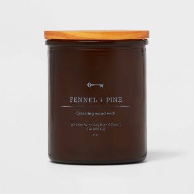 Lidded Amber Glass  Fennel + Pine Woodwick Jar Candle 9oz - Threshold™ | Target
