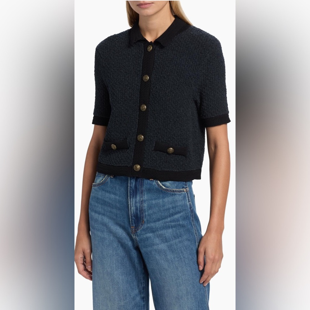 Veronica Beard Marie Cotton-Blend Cardigan in Navy | Poshmark