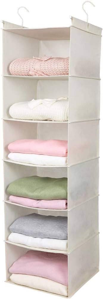 MAX Houser 6 Tier Shelf Hanging Closet Organizer, Cloth Hanging Shelf with 2 Sturdy Hooks for Sto... | Amazon (US)