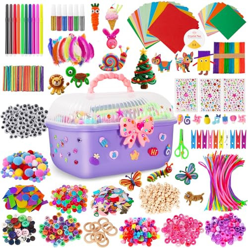 VERYHDSN Arts and Crafts Supplies for Kids-3000+ Pcs DIY Arts & Craft Kit for Boys Girls Ages 4 5 6 7 8 9 10 11 12, 25+Types Craft Materials Bulk, Larage Craft Box Set, Fun&Creative Gift | Amazon (US)