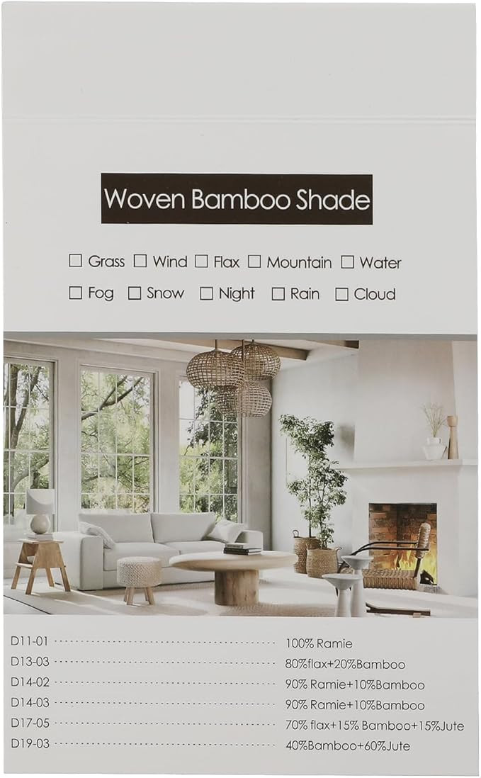 TWOPAGES Flax Series Swatches Natural Ramie Flax Woven Bamboo Roman Shade Sample Book | Amazon (US)
