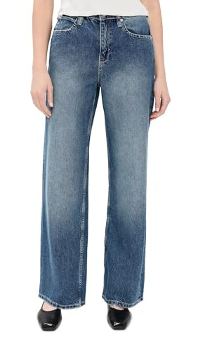 Free People Women's Tinsley Baggy High Rise Straight Jeans, Hazey Blue, 32 | Amazon (US)