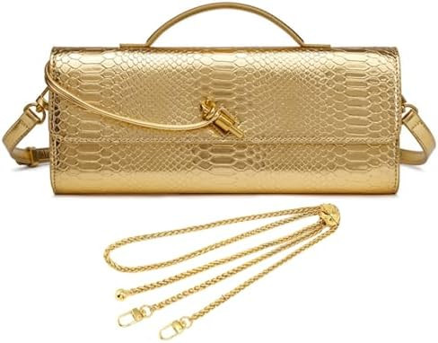 Crocodile Embossed Clutch Purses for Women with 2 Style Strap, Woven suede Evening Clutch,PU Unde... | Amazon (US)