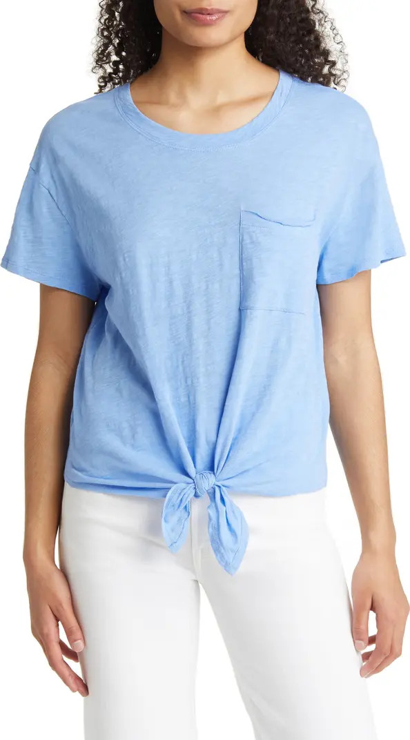 Crewneck Tie Front T-Shirt | Nordstrom