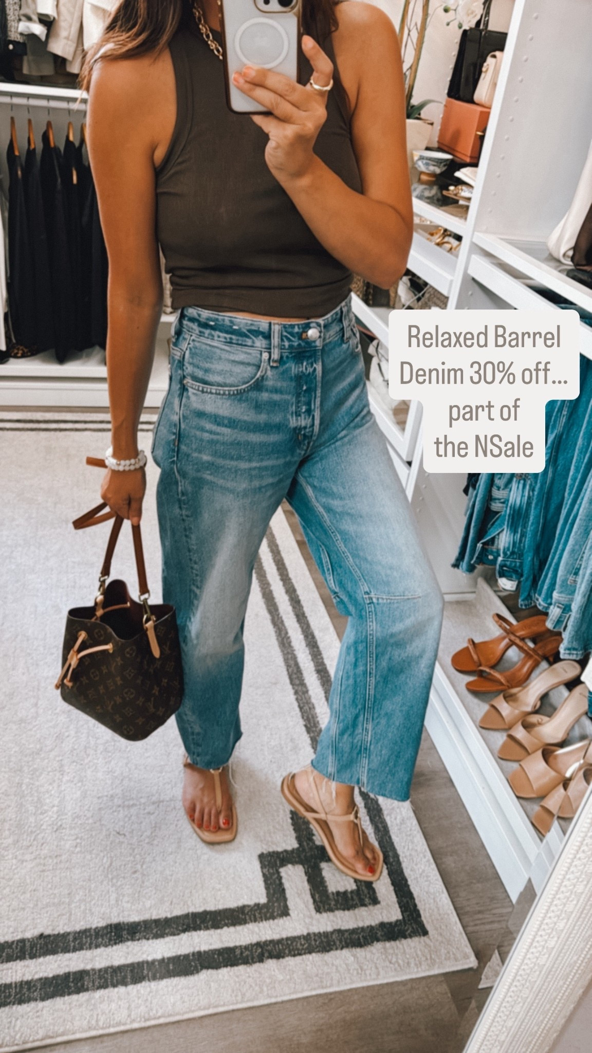 Barrel jeans! Slouchy relaxed fit, I sized down 1 to a 25 
Part of the NSale! 

#LTKOver40 #LTKSaleAlert
