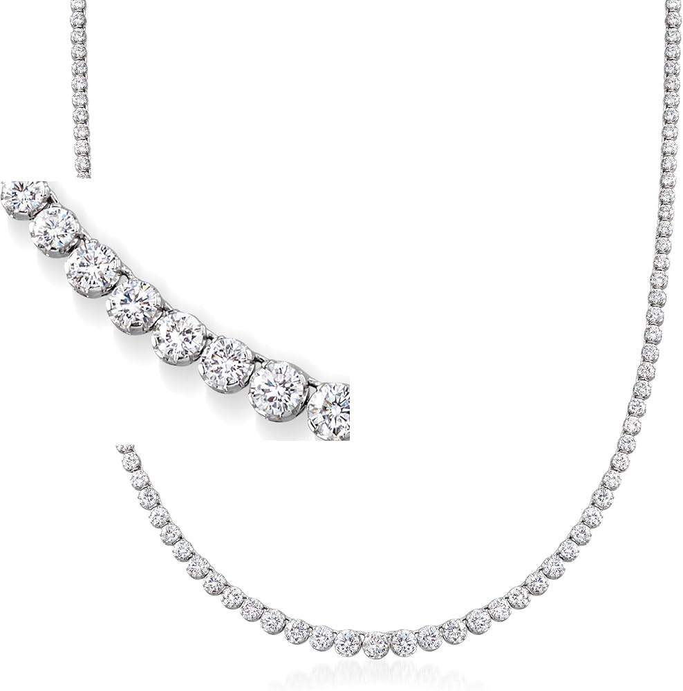 Ross-Simons 20.00 ct. t.w. Graduated CZ Tennis Necklace in Sterling Silver | Amazon (US)