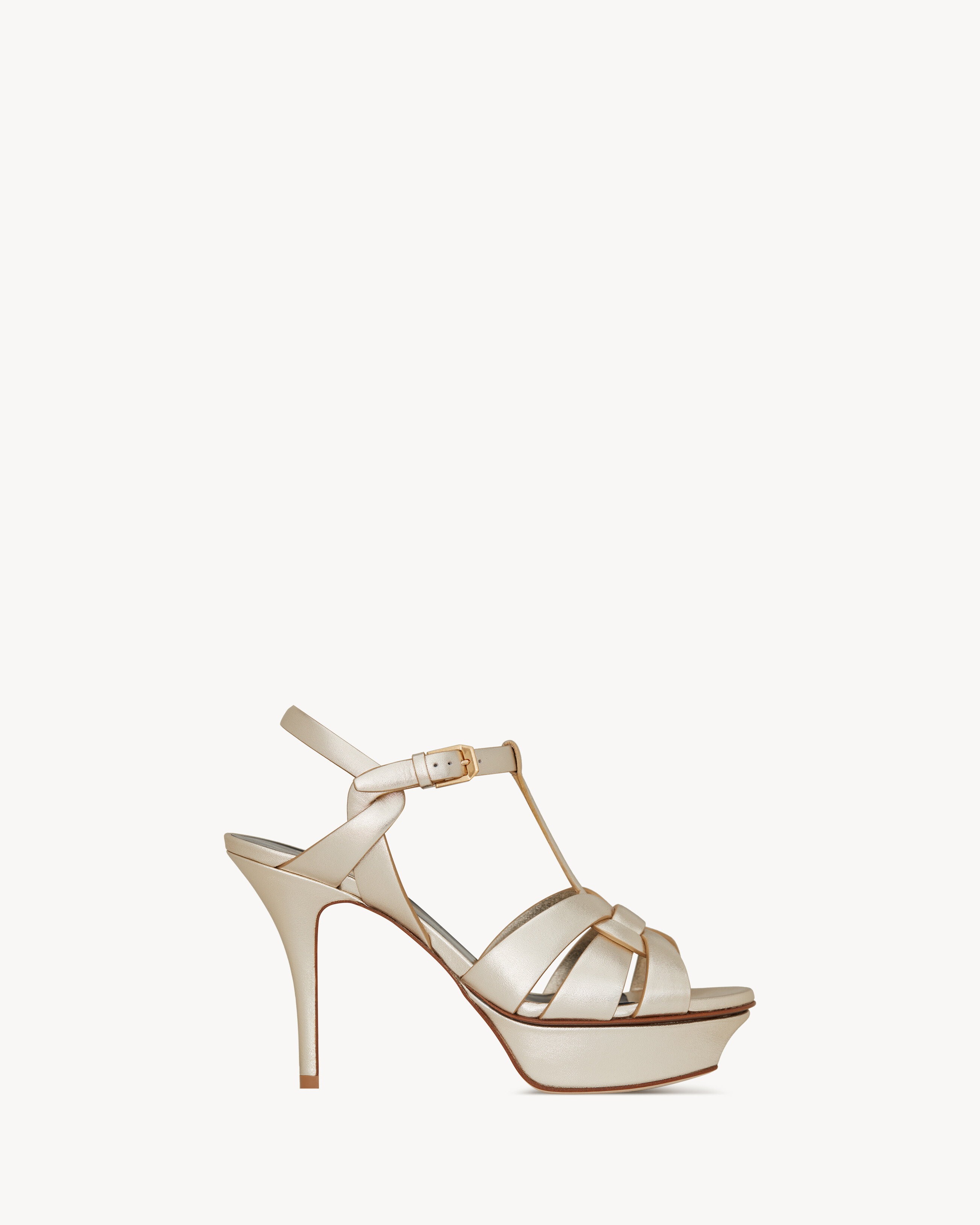 Saint Laurent Tribute Sandals In Metallic Leather - Yellow/gold - Women - 7 | Saint Laurent Inc. (Global)