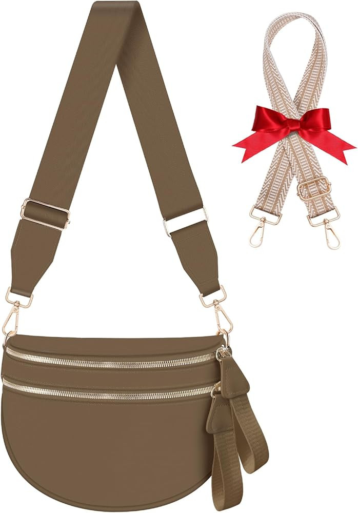 Bum Bags for Women Checkered Crossbody Bag Large Nylon Belt Purse Fanny Packs, Bonus with a Extra... | Amazon (US)
