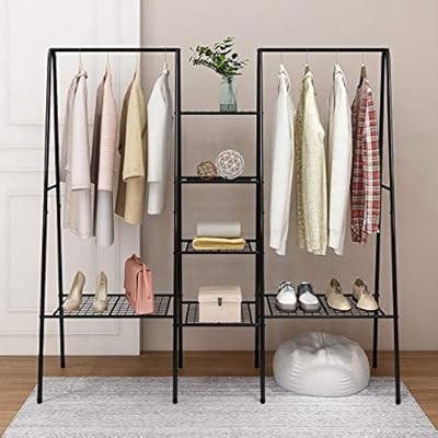 Metal Clothes Rack Double Rod Heavy Duty Commercial Grade Clothing Free Standing Garment... | Amazon (CA)