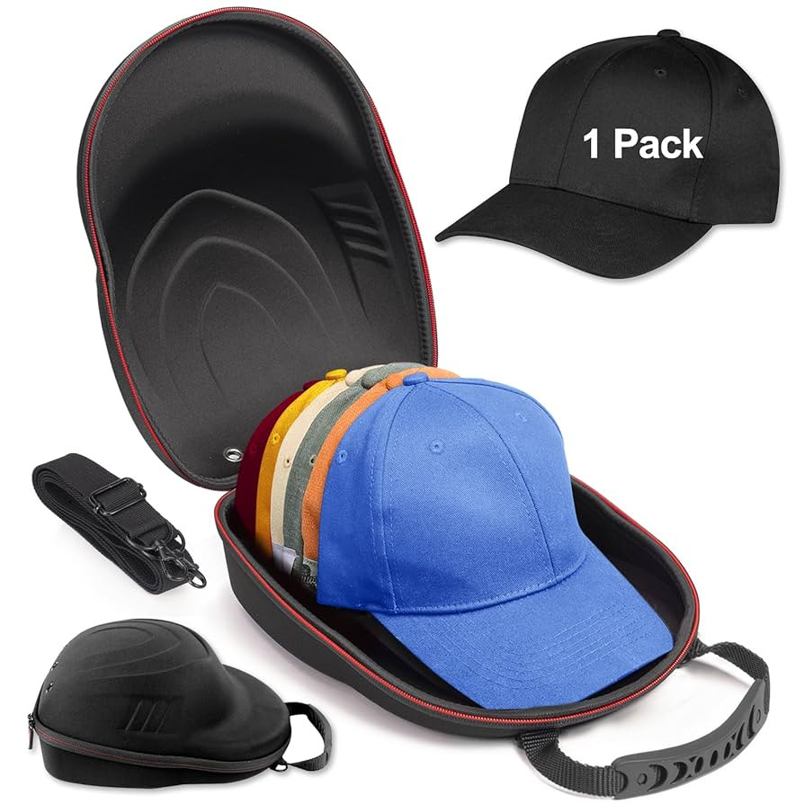 Glamgen Hard Hat Case for Baseball Caps,Hat Carrier Travel Case with 1 Pack Black Baseball Cap an... | Amazon (US)