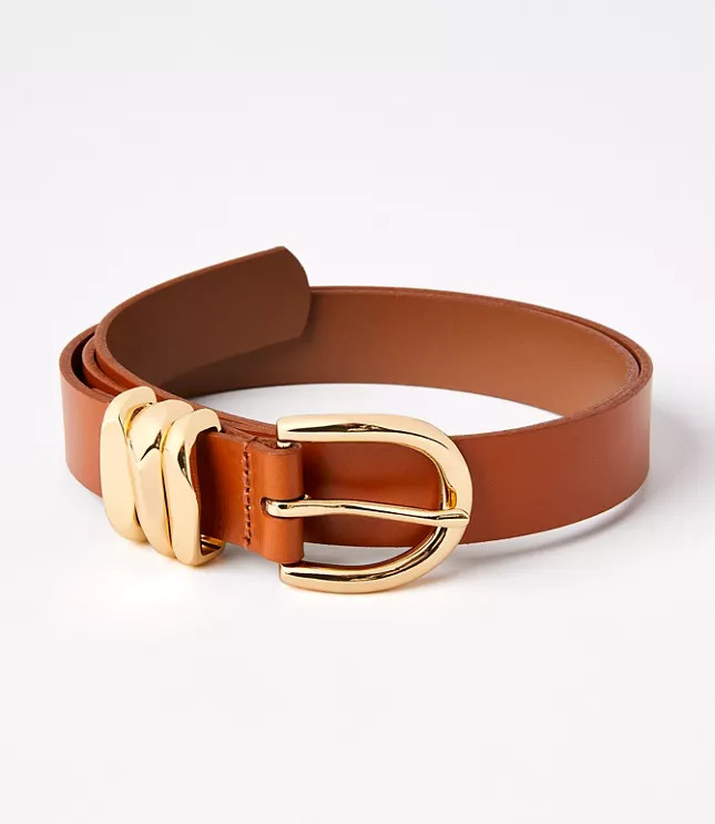Molded Buckle Leather Belt | LOFT
