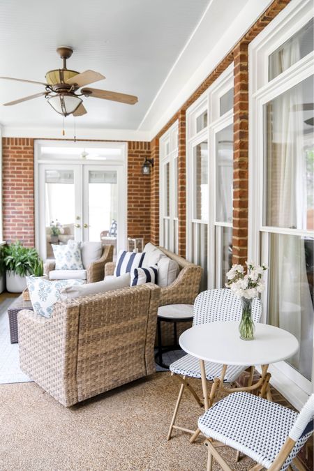 We enjoy our back porch seating areas with a comfy couch, swivel chairs and a small bistro table and chairs.

#LTKHome