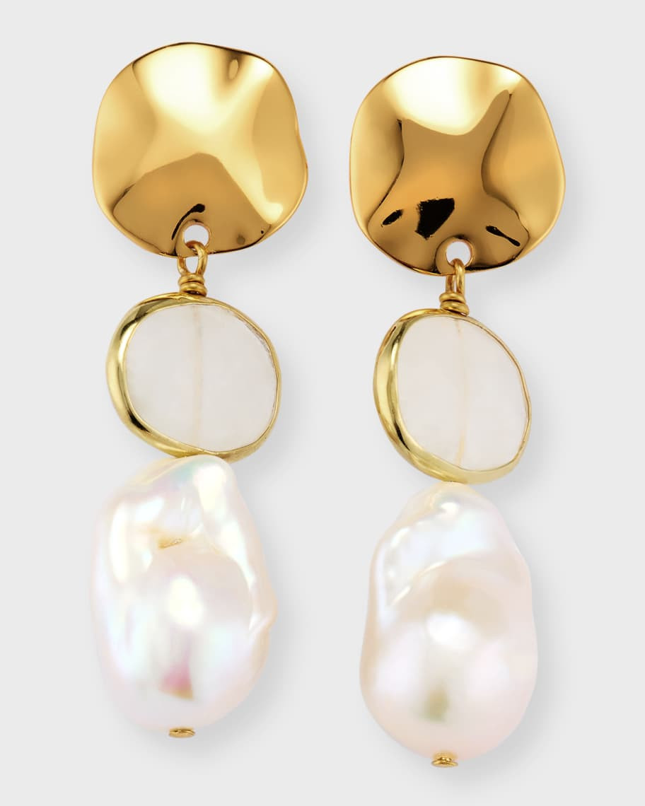 Moonstone and Baroque Pearl Drop Earrings | Neiman Marcus