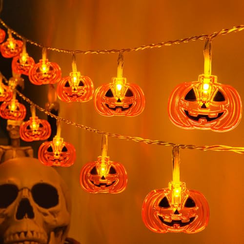 FFZZKJ Halloween Lights Pumkin Lights 10FT 20LED with Timer 8 Modes Battery Operated Indoor Outdoor for Halloween Decorations, Pumpkin Decor | Amazon (US)