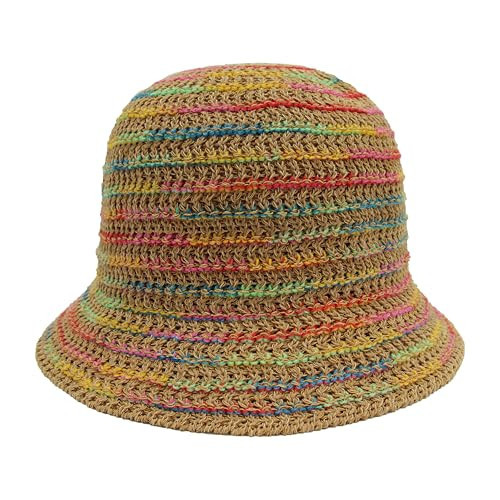 Colorful Sun Hats for Women Bucket Hats for Woman Knitted Straw Hat Beach Hat Crochet Hat Packable Travel | Amazon (US)