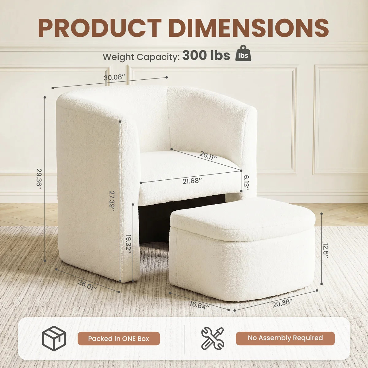 Kyah Upholstered Barrel Chair with Ottoman (Set of 2) | Wayfair North America