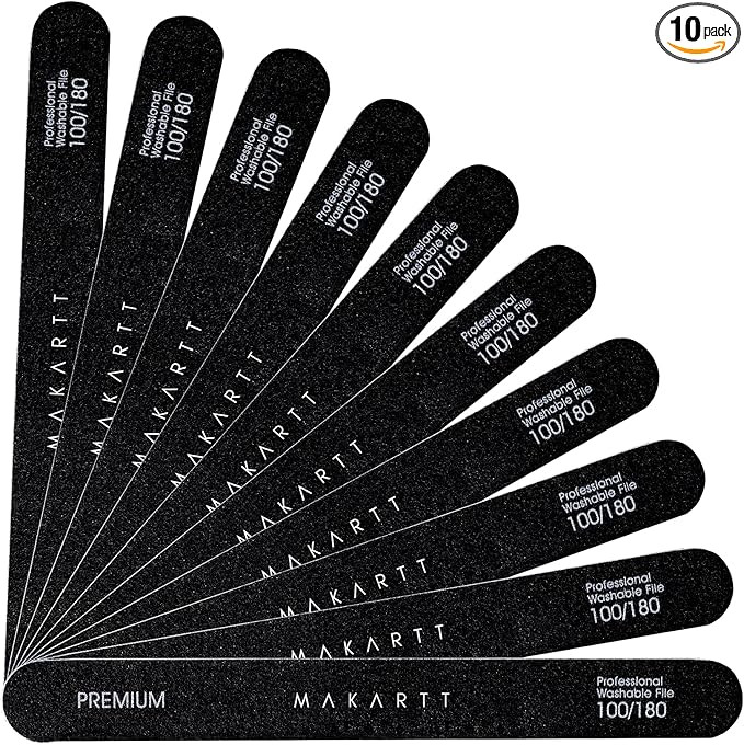 Makartt Nail File 100 180 Grit Emery Boards for Nails 10pcs Black Nail Files Professional Washabl... | Amazon (US)