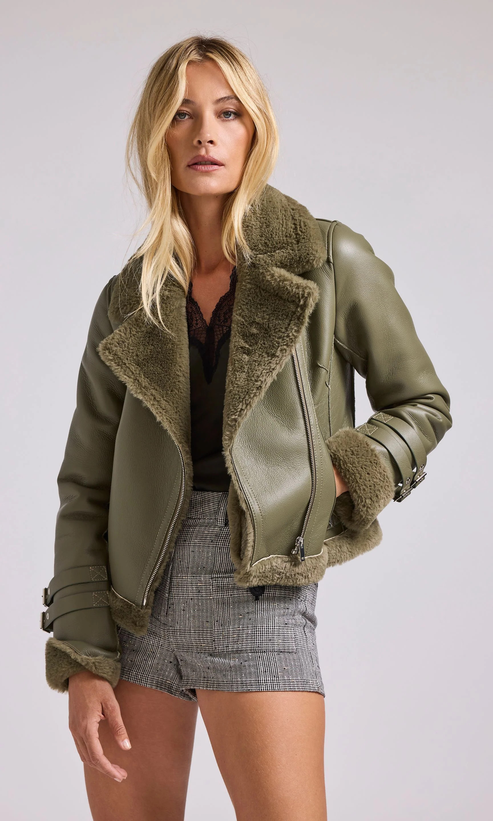 Dion Faux Fur Shearling Moto Jacket | Generation Love
