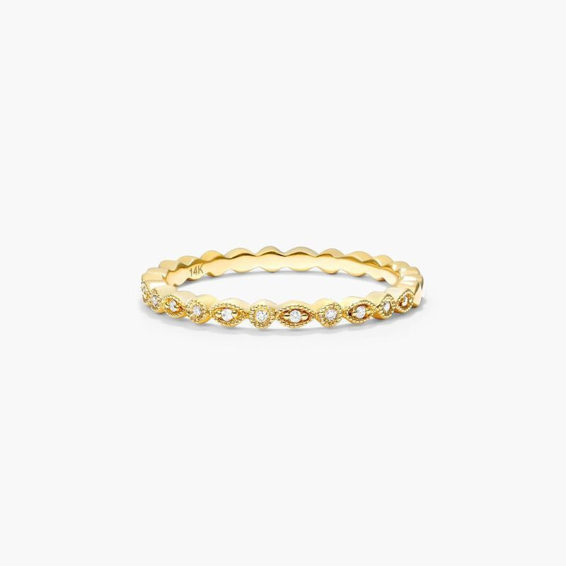 14K Yellow Gold Vintage Marquise and Round Bezel Diamond Ring | JamesAllen
