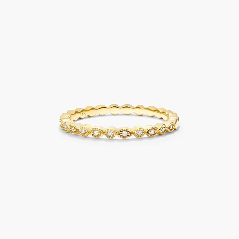 14K Yellow Gold Vintage Marquise and Round Bezel Diamond Ring | JamesAllen