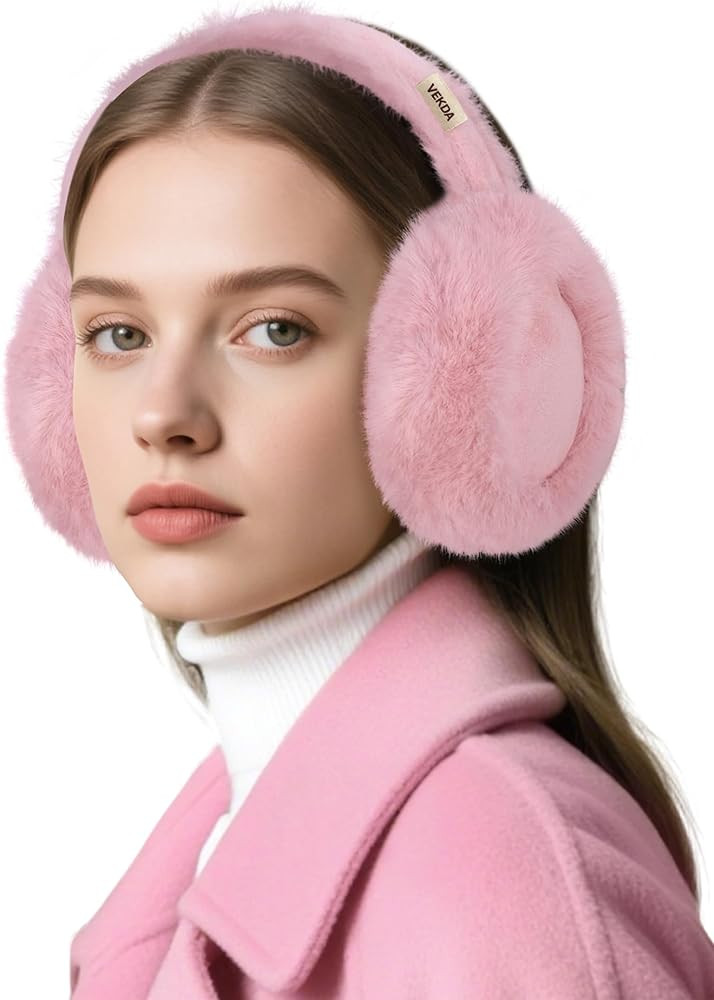 VEKDA Ear Muffs for Winter Women Fuzzy Ear Warmers Foldable Cute Earmuffs | Amazon (US)