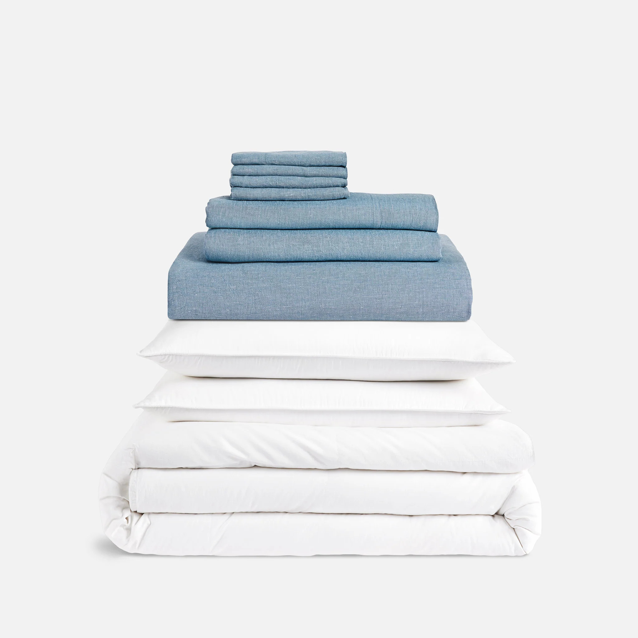 Brooklinen Washed European Linen Move-In Bundle in Storm Chambray | Brooklinen