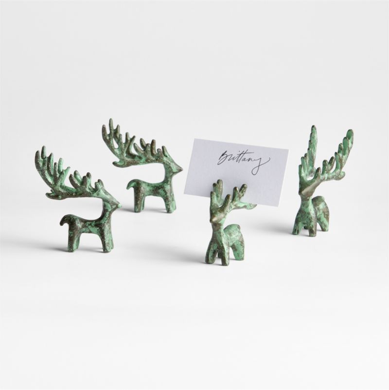 Antique Verdigris Reindeer Placecard Holder | Crate & Barrel | Crate & Barrel